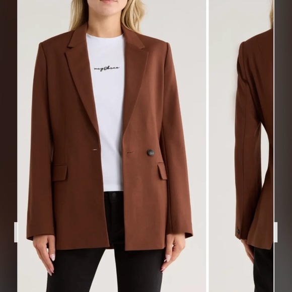 rag & bone Roxanne Wool Blend Blazer in Dark Brown Size 4 - Picture 3 of 9